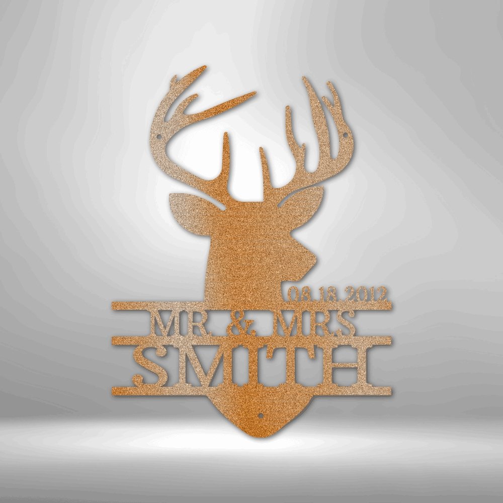 Deer Head Personalized Name Text Steel SignCustomly Gifts