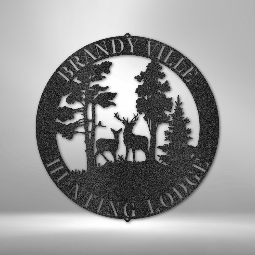 Deer Scene Personalized Name Text Steel SignCustomly Gifts
