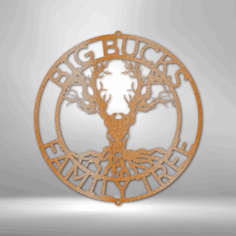 Deer Skull and Tree Personalized Name Text Steel SignCustomly Gifts