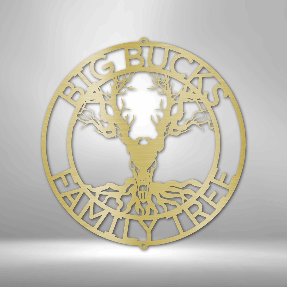 Deer Skull and Tree Personalized Name Text Steel SignCustomly Gifts