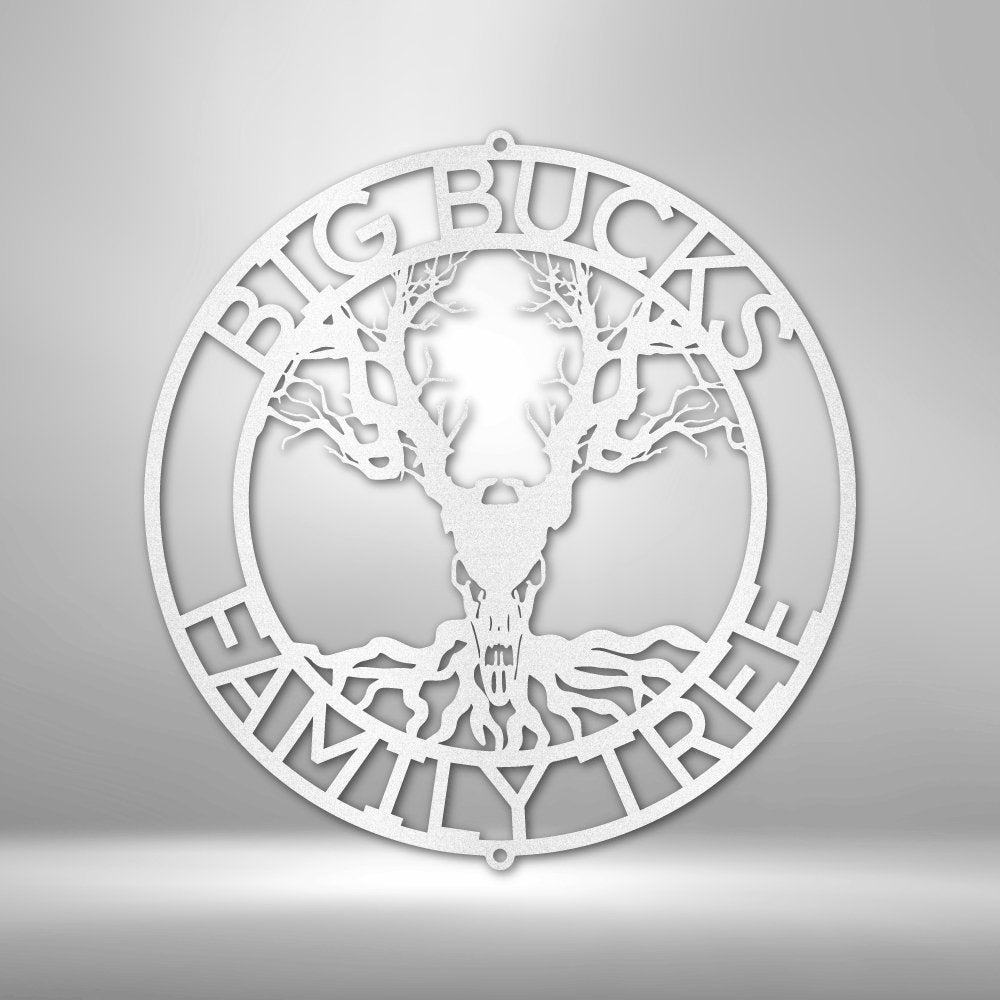 Deer Skull and Tree Personalized Name Text Steel SignCustomly Gifts