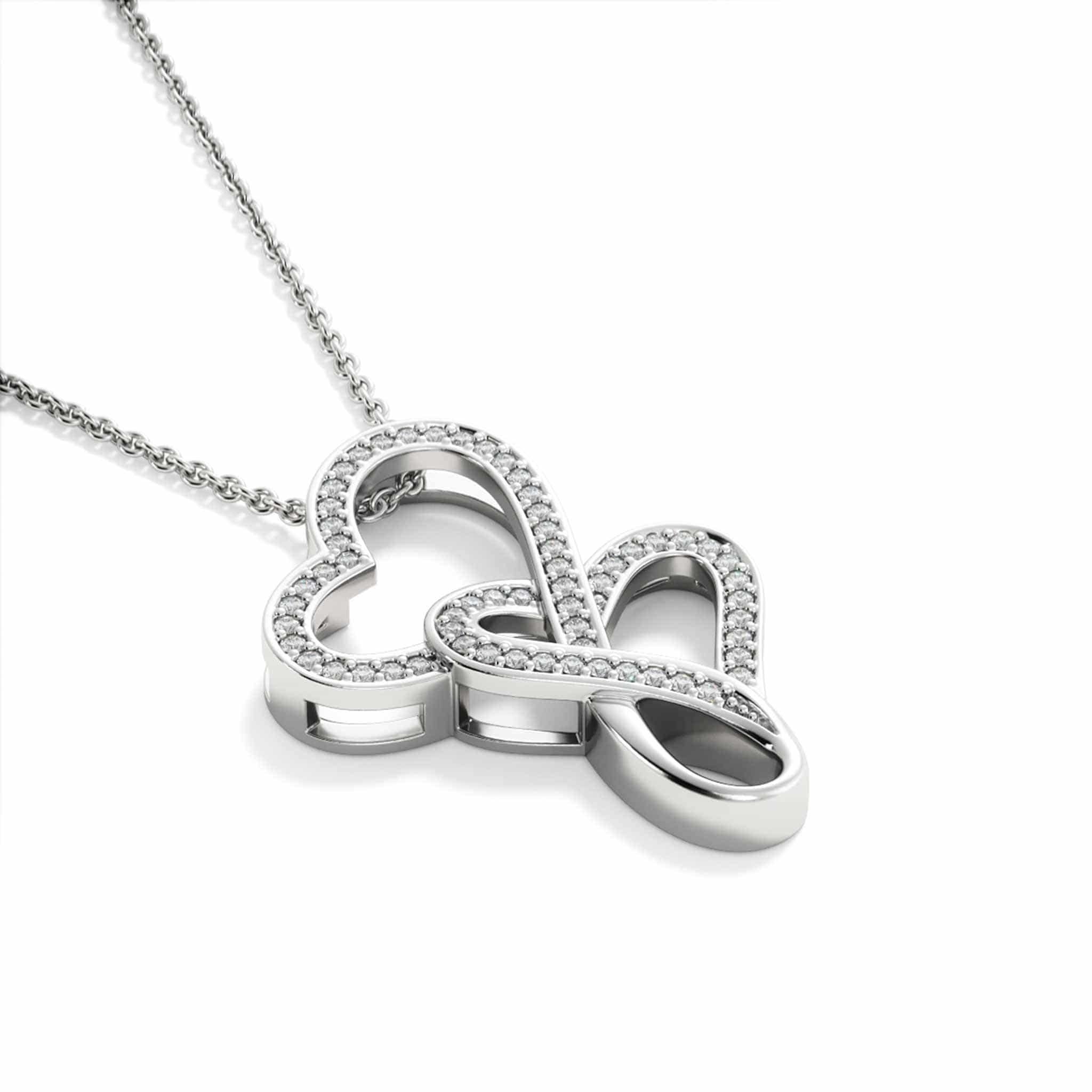 Double Intertwined Hearts Necklace With Personalized I Love You In Multiple Languages v1 Insert CardCustomly Gifts