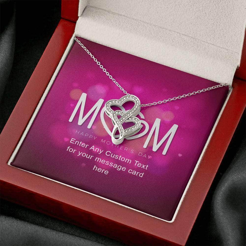 Double Intertwined Hearts Necklace With With Mom Hearts Happy Mother's Day Personalized Insert CardCustomly Gifts