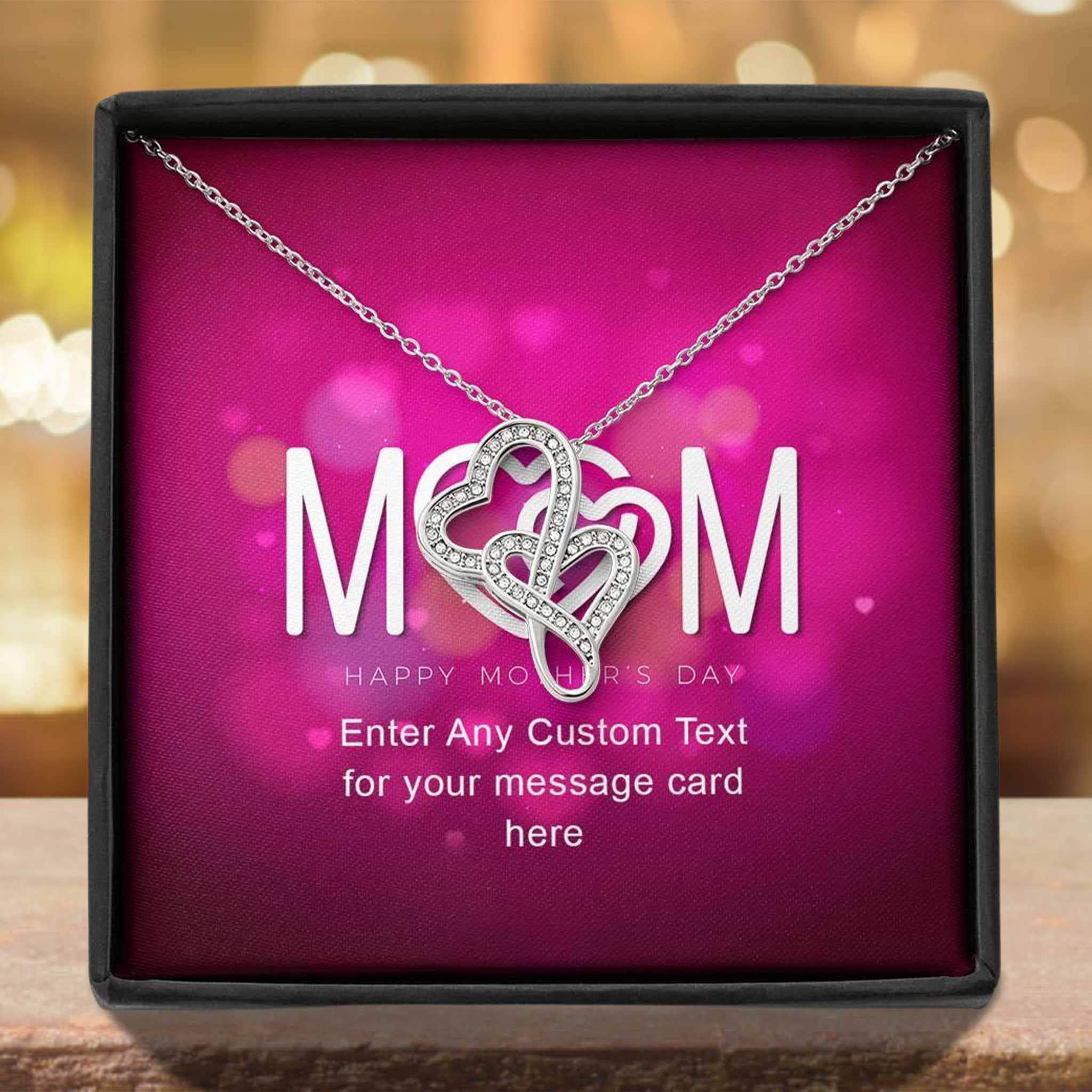 Double Intertwined Hearts Necklace With With Mom Hearts Happy Mother's Day Personalized Insert CardCustomly Gifts