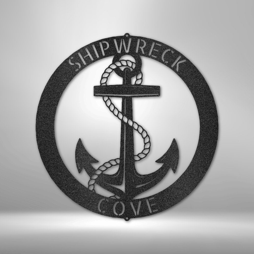 Elaborate Anchor Ring Personalized Text Steel SignCustomly Gifts