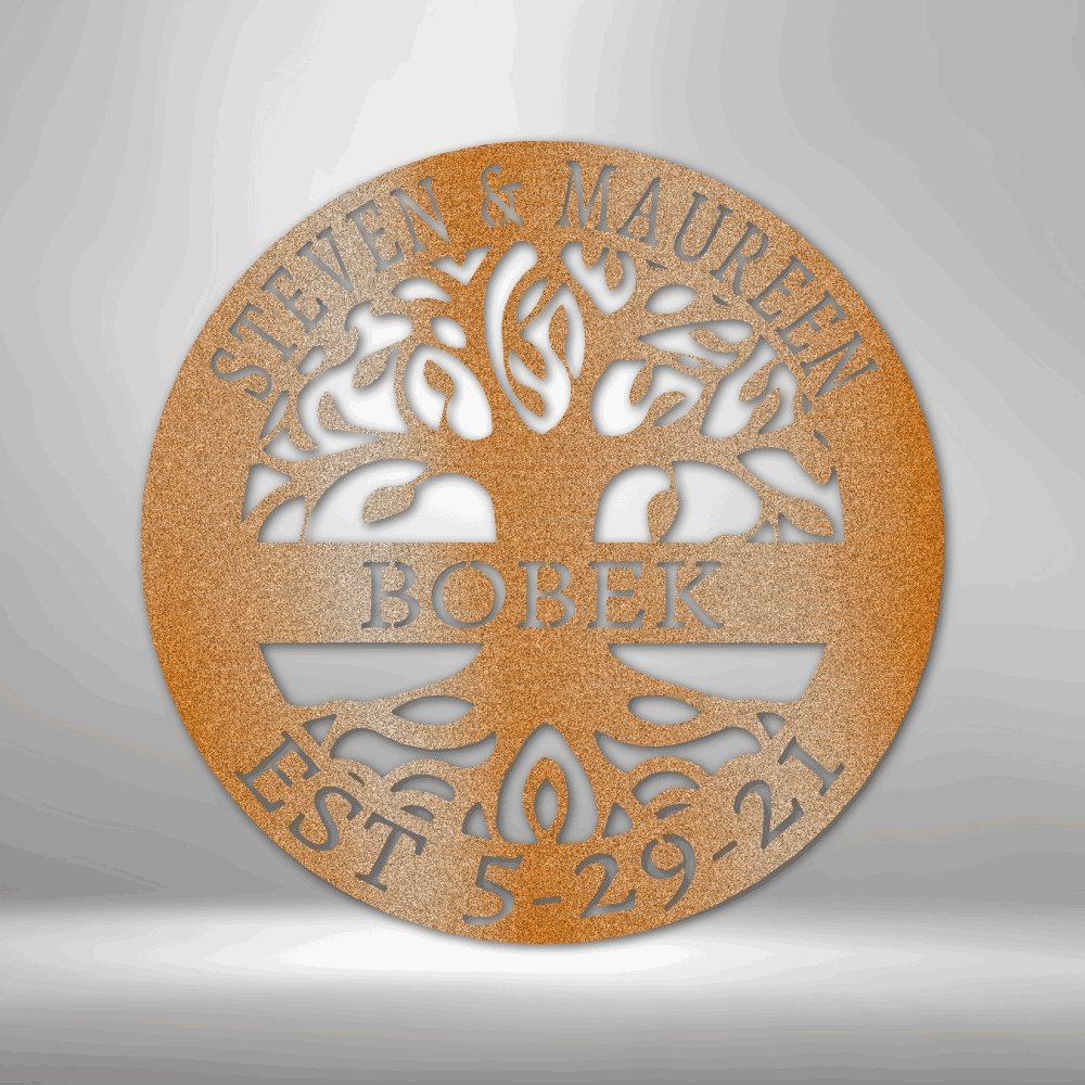 Elaborate Tree Of Life Personalized Names Text Steel SignCustomly Gifts