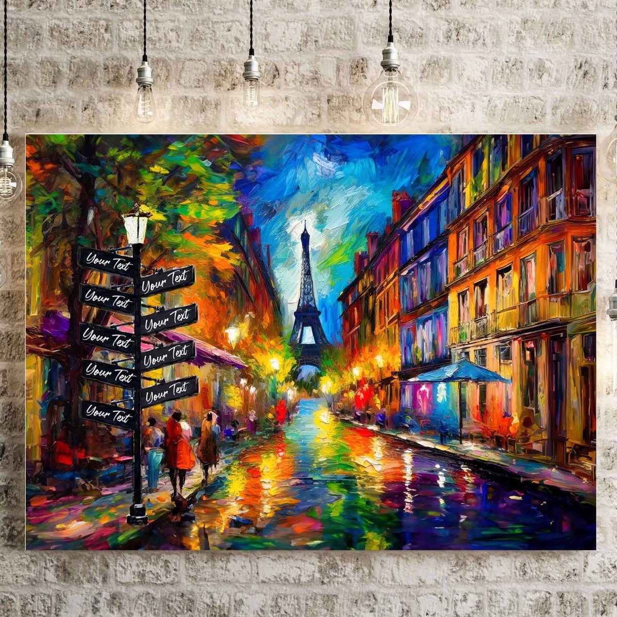 Ethereal Eiffel- Nocturnal Symphony Personalized Street Sign CanvasCustomly Gifts