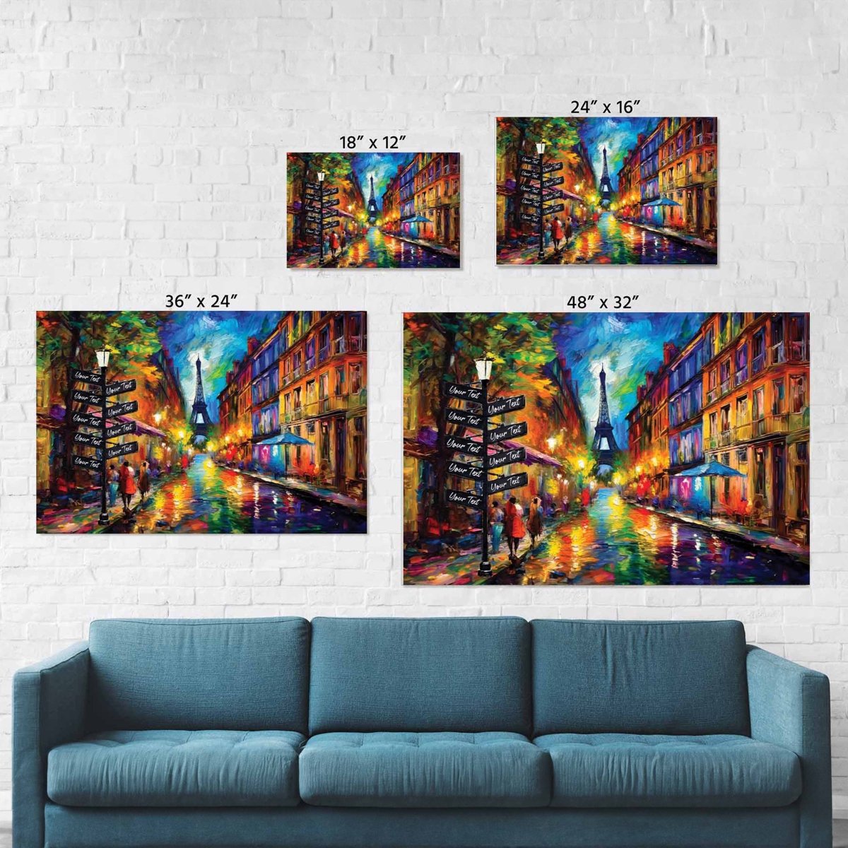 Ethereal Eiffel- Nocturnal Symphony Personalized Street Sign CanvasCustomly Gifts