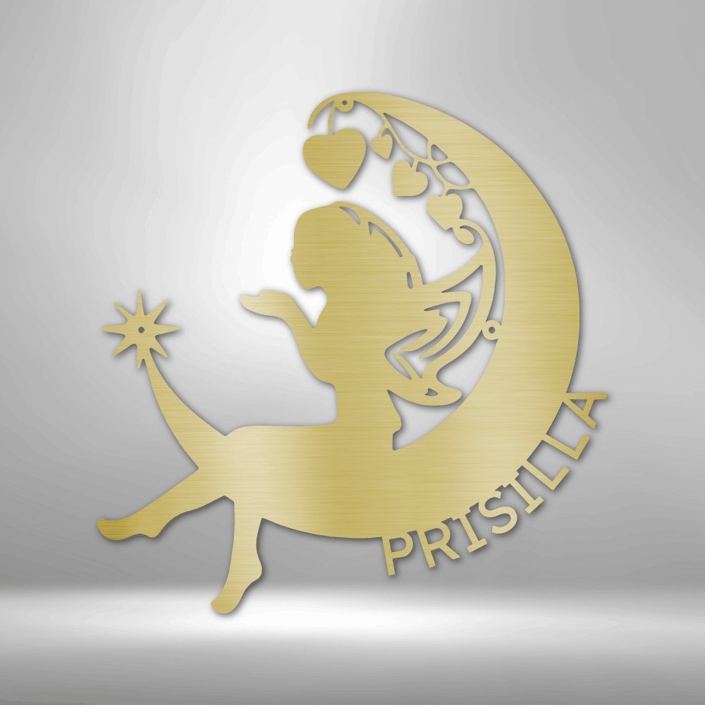 Fairy Moon Personalized Name Text Metal SignCustomly Gifts