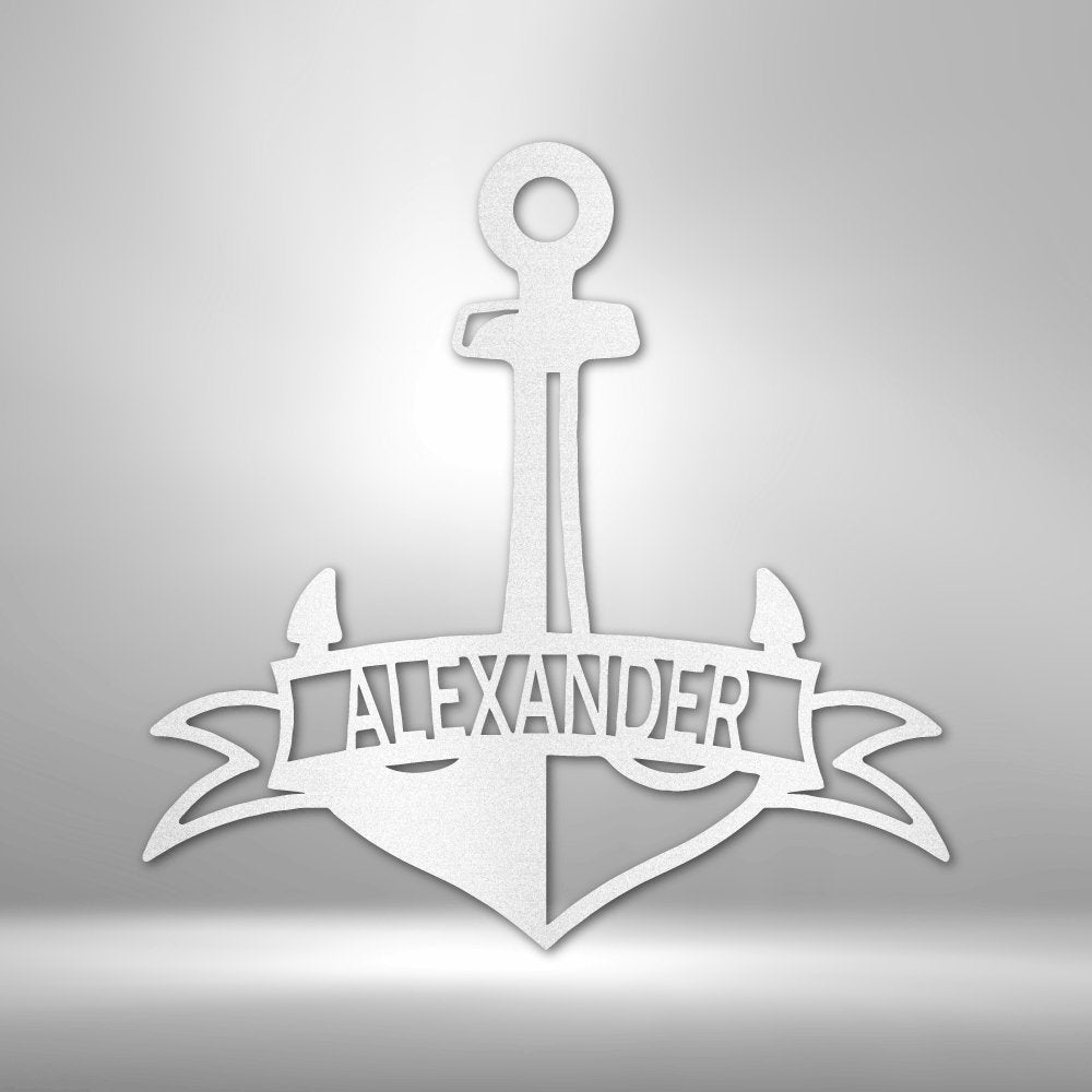 Fancy Anchor Banner Personalized Name Steel SignCustomly Gifts