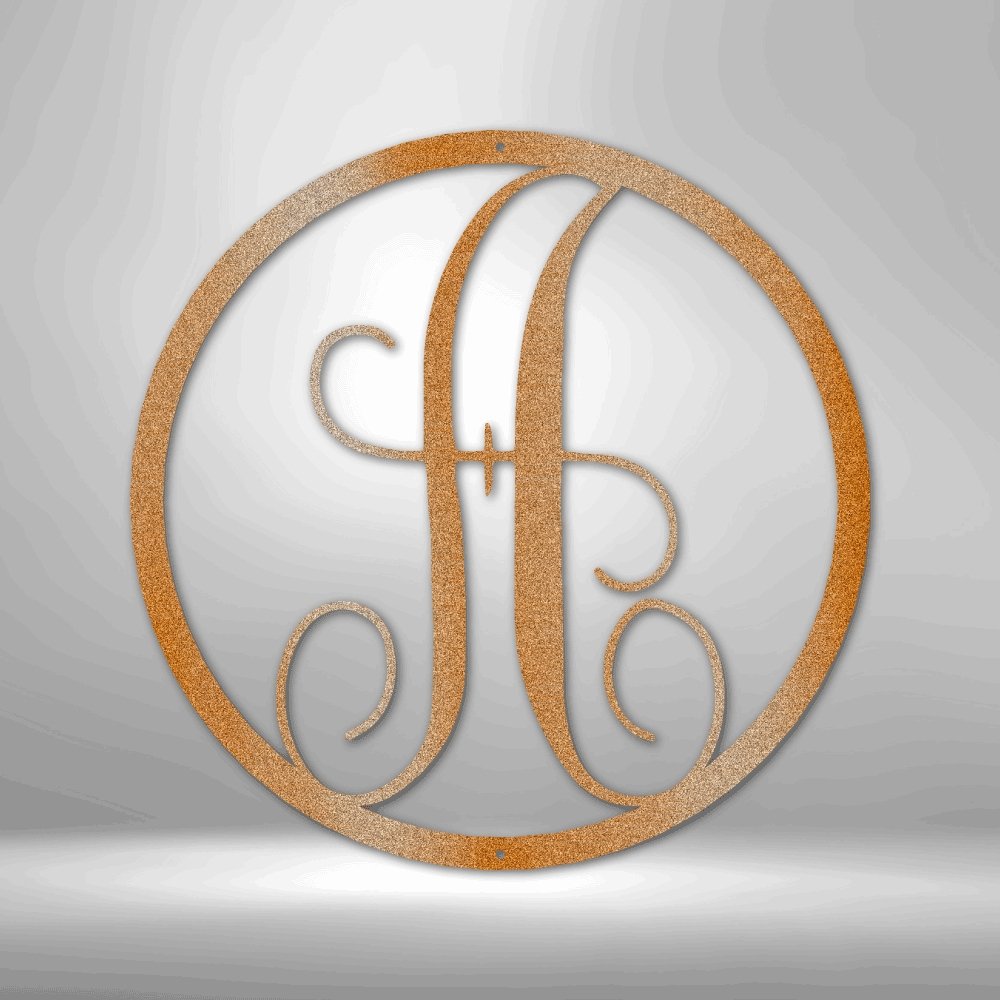 Fancy Initial Circle Personalized Monogram Steel signCustomly Gifts