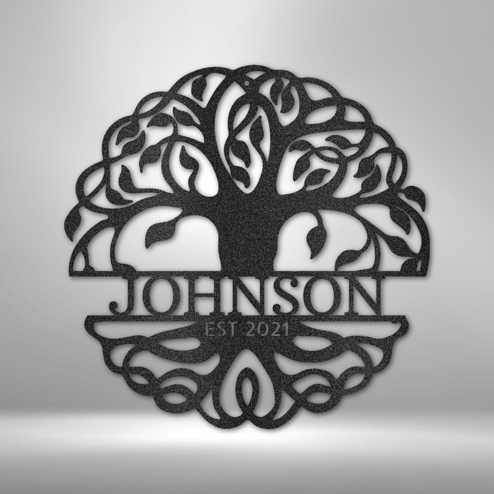 Fancy Tree of Life Personalized Names Text Steel SignCustomly Gifts