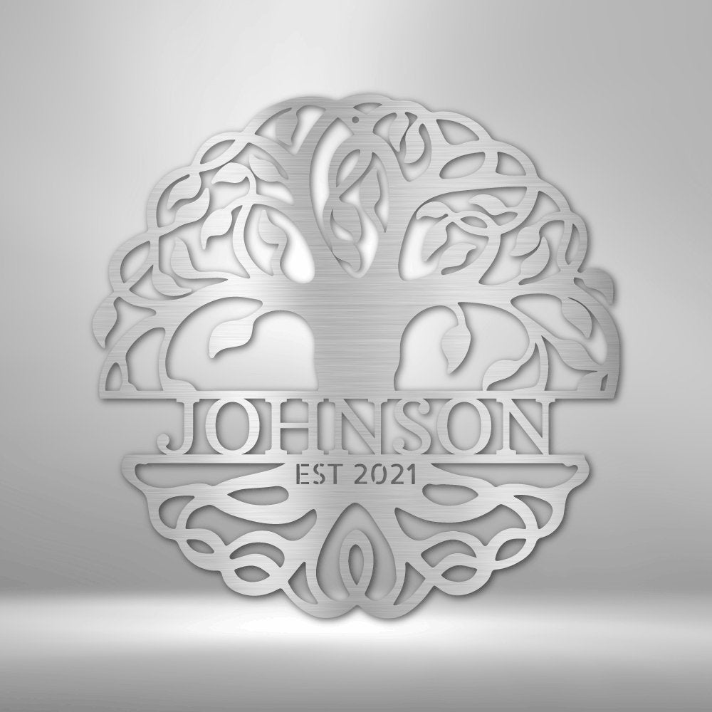 Fancy Tree of Life Personalized Names Text Steel SignCustomly Gifts