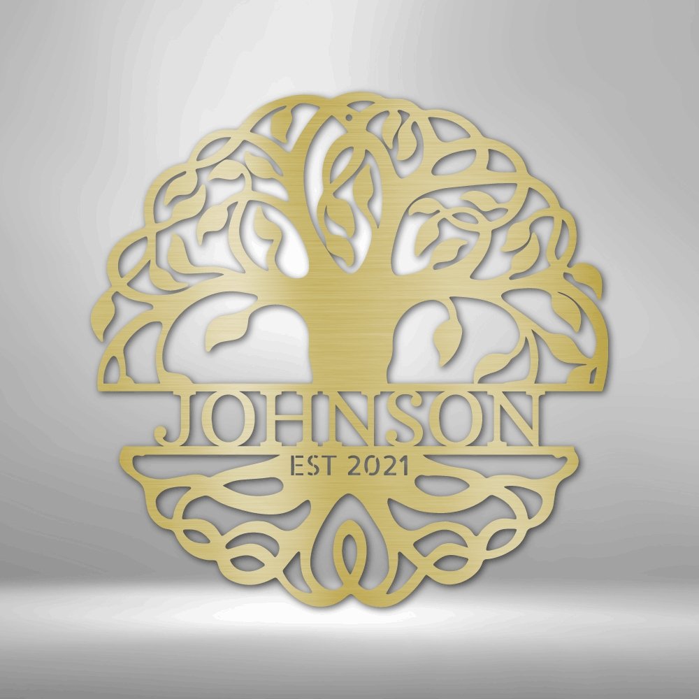 Fancy Tree of Life Personalized Names Text Steel SignCustomly Gifts