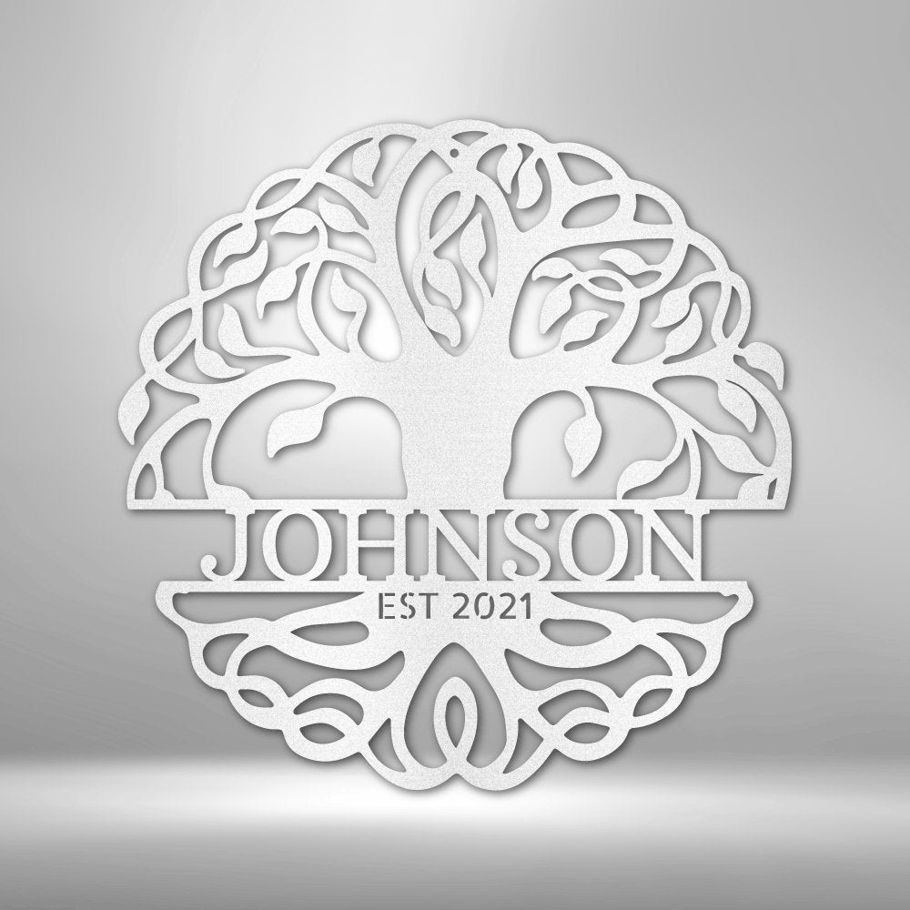 Fancy Tree of Life Personalized Names Text Steel SignCustomly Gifts