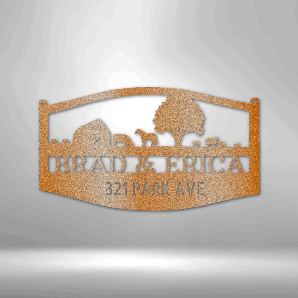 Farm Scene Personalized Address Steel SignCustomly Gifts