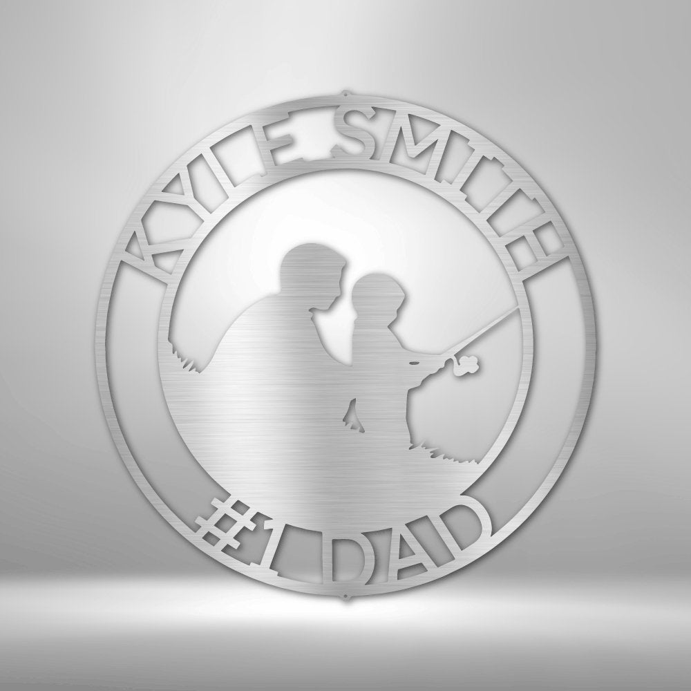 Father and Son Fishing Personalized Name Text Steel SignCustomly Gifts