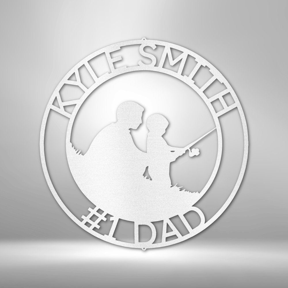 Father and Son Fishing Personalized Name Text Steel SignCustomly Gifts