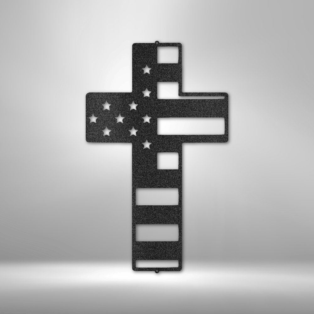 Flag Cross - Steel SignCustomly Gifts