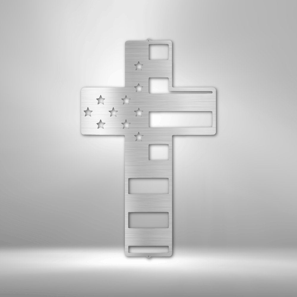 Flag Cross - Steel SignCustomly Gifts