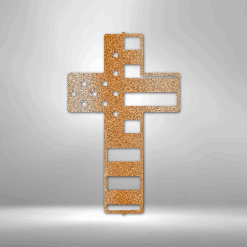 Flag Cross - Steel SignCustomly Gifts