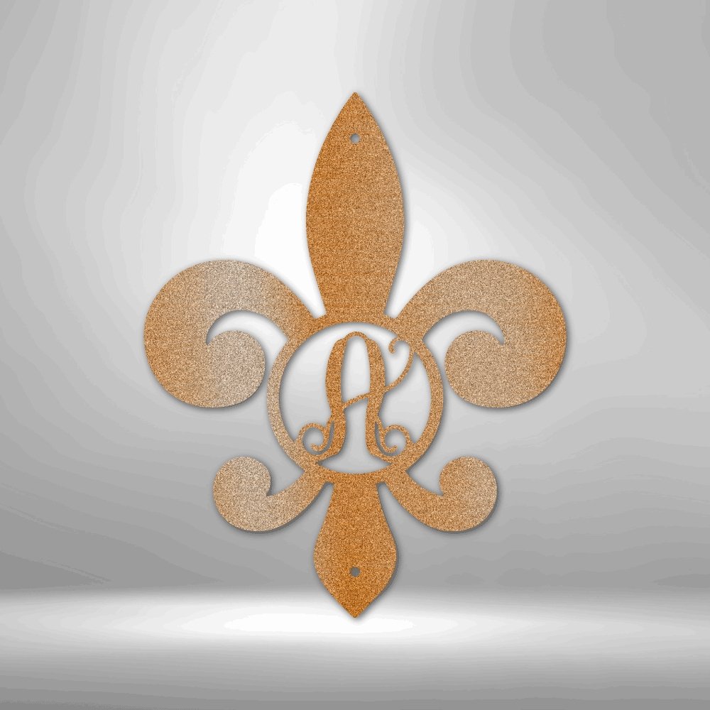 Fleur De Lis Initial Personalized Steel SignCustomly Gifts