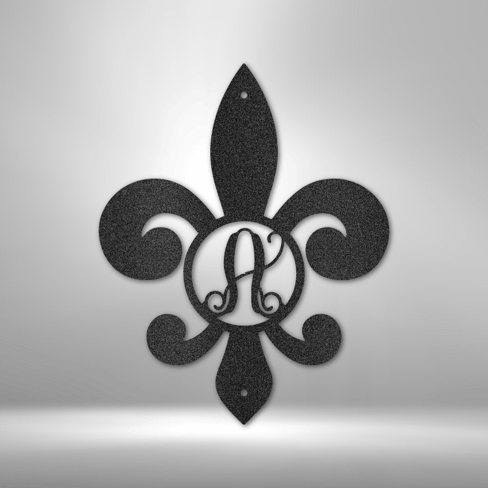 Fleur De Lis Initial Personalized Steel SignCustomly Gifts