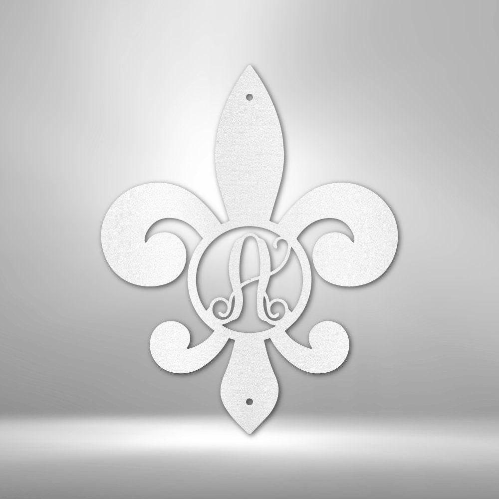 Fleur De Lis Initial Personalized Steel SignCustomly Gifts