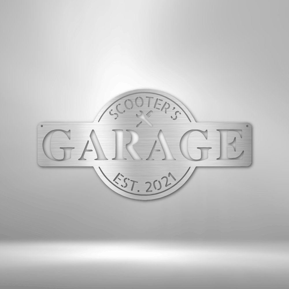 Garage Monogram Personalized Name Date Text Metal SignCustomly Gifts
