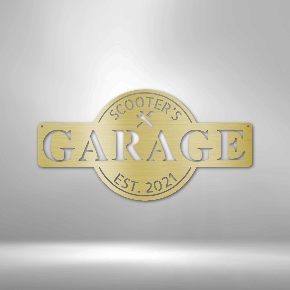 Garage Monogram Personalized Name Date Text Metal SignCustomly Gifts