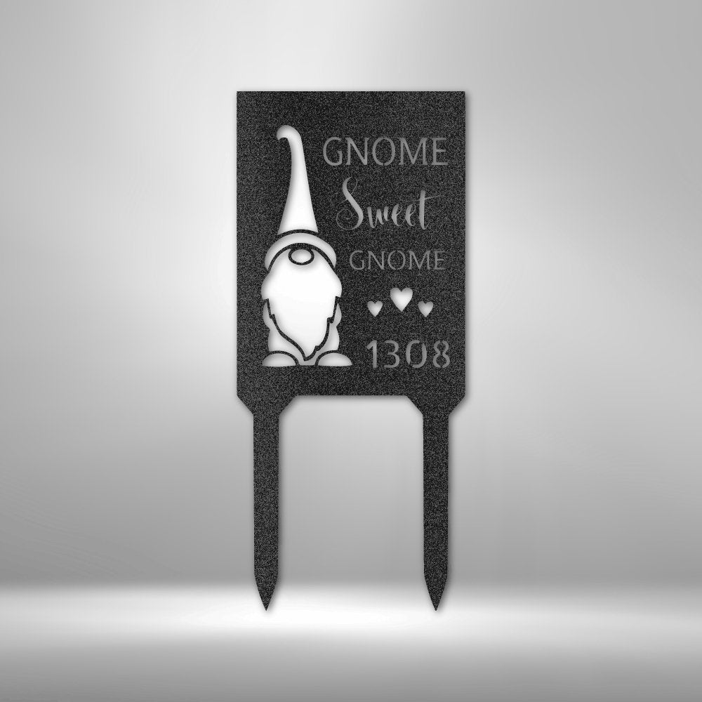 Gnome Home Personalized Address Steel StakeCustomly Gifts