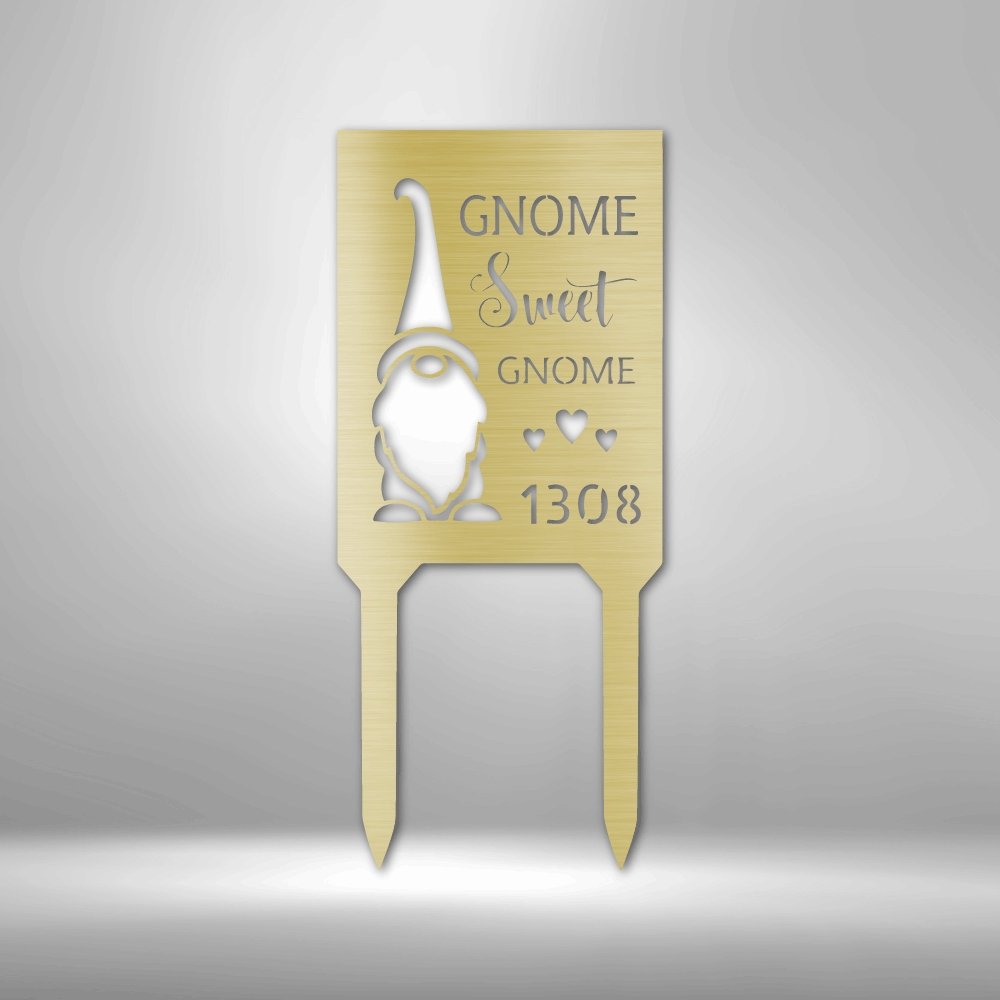 Gnome Home Personalized Address Steel StakeCustomly Gifts