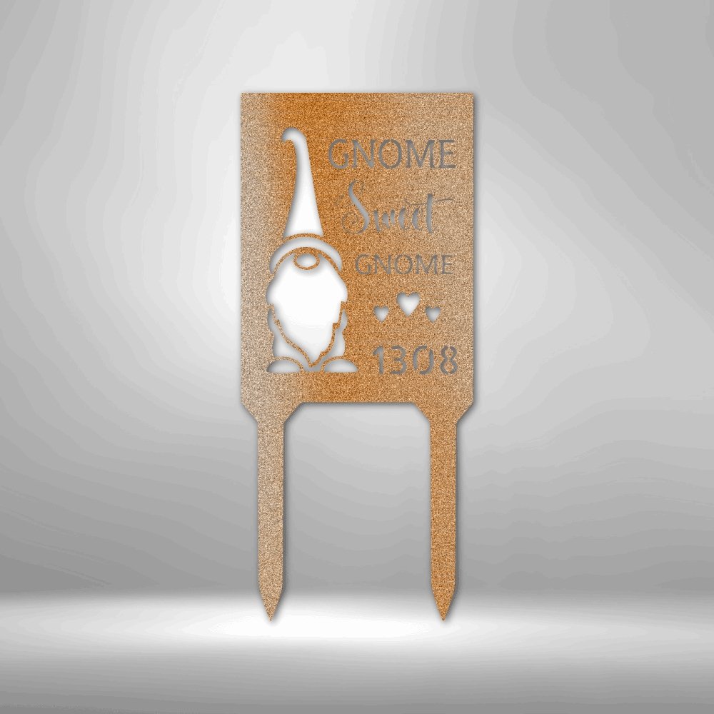 Gnome Home Personalized Address Steel StakeCustomly Gifts