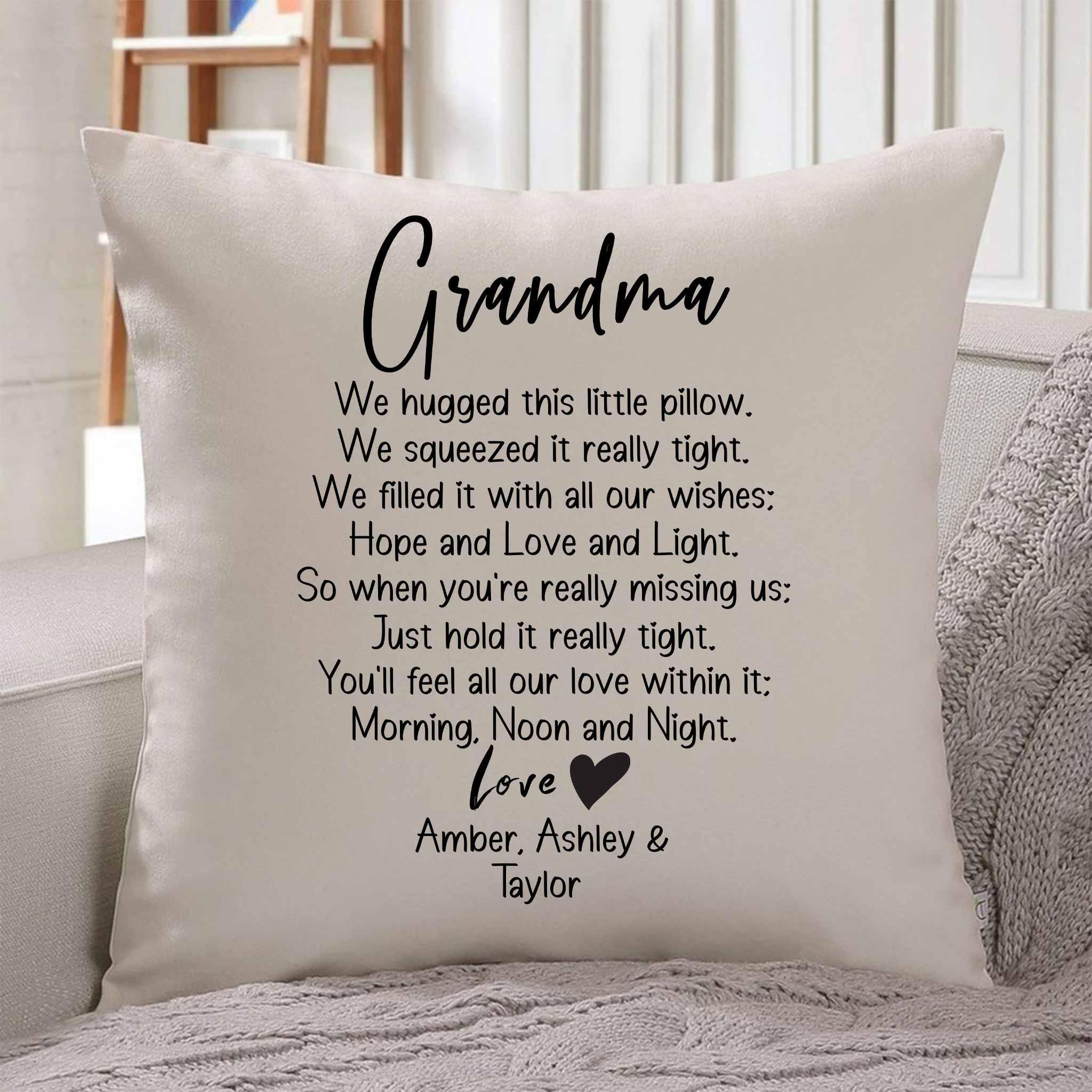 Grandma We Hugged This Little Pillow Poem v2 Personalized Throw PillowCustomly Gifts