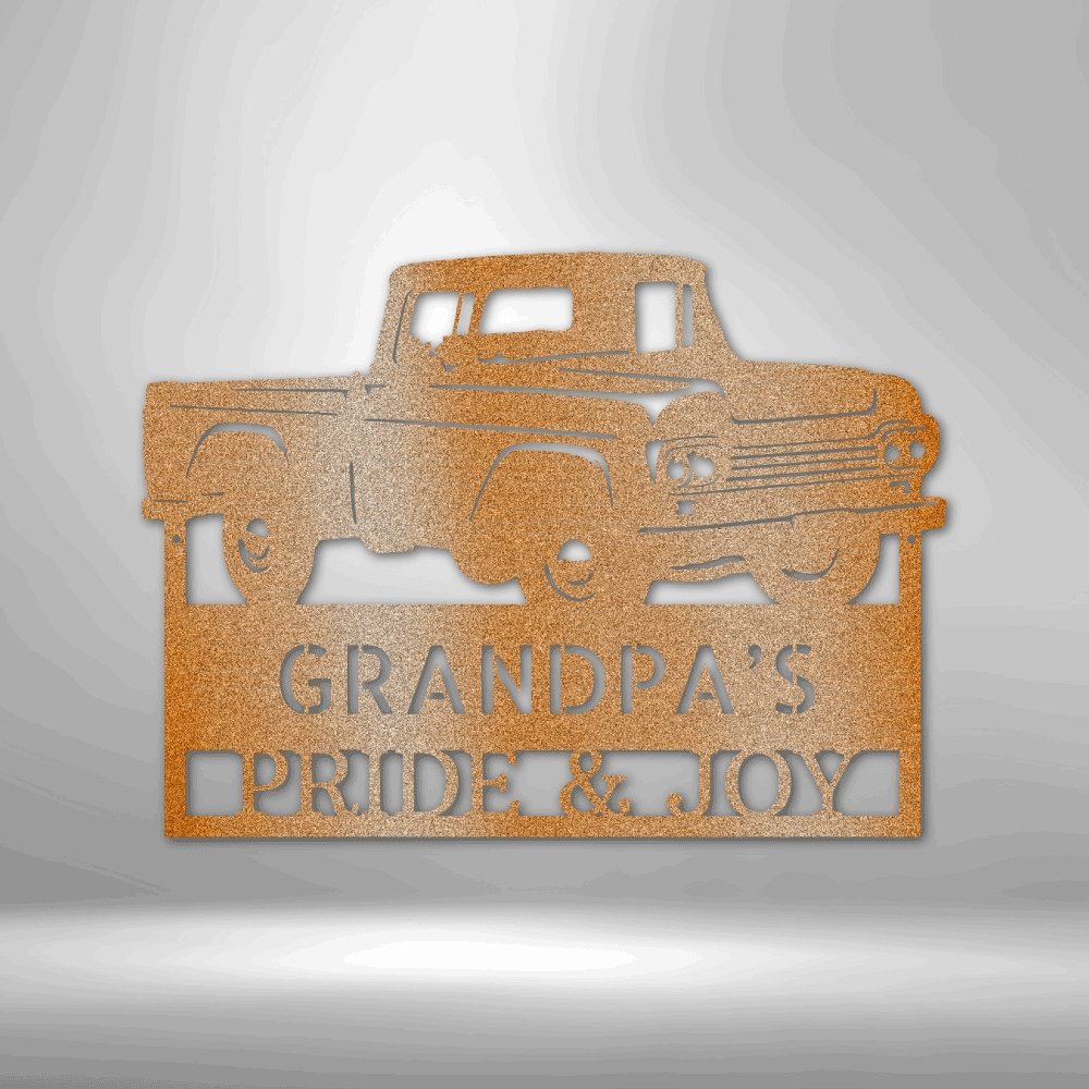 Grandpas Pickup Truck Personalized Name Text Steel SignCustomly Gifts