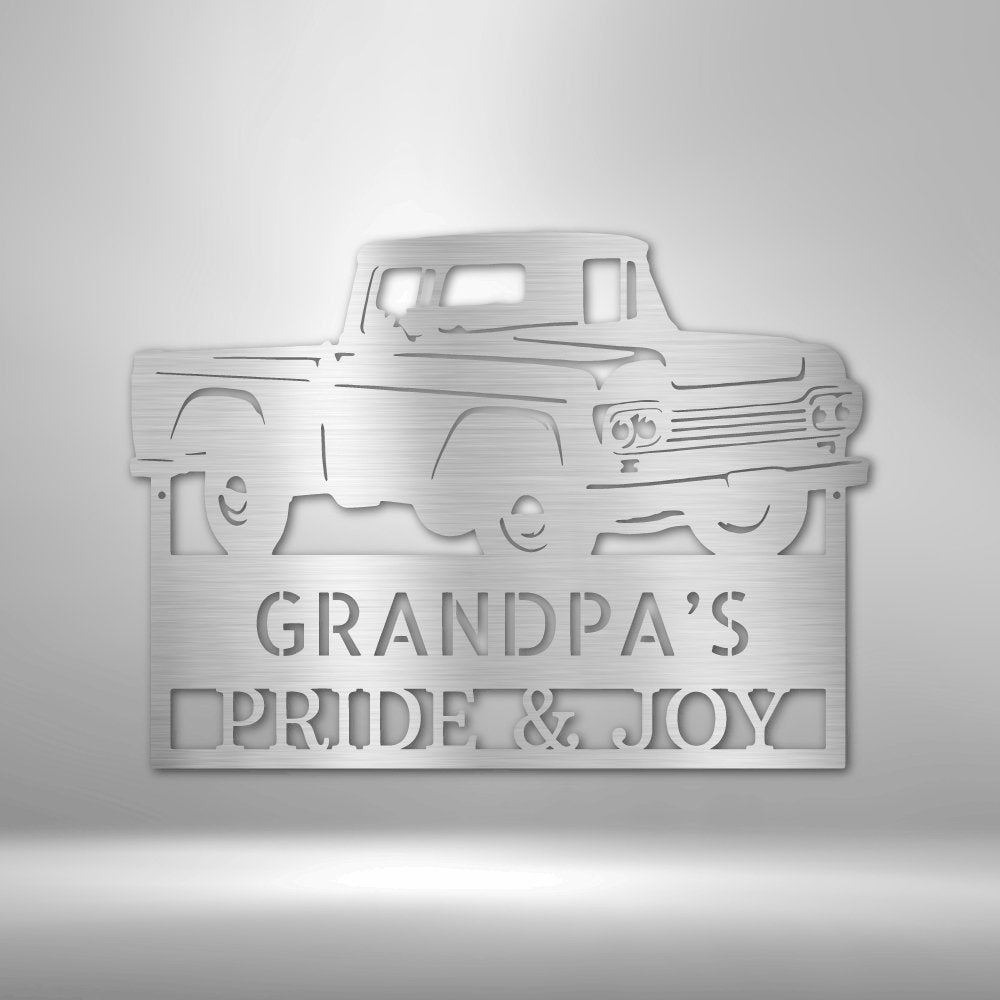 Grandpas Pickup Truck Personalized Name Text Steel SignCustomly Gifts
