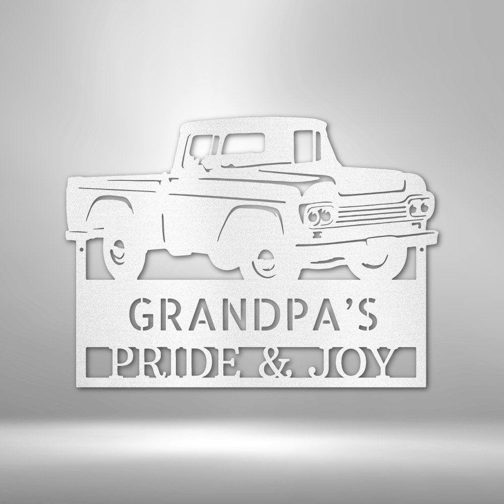 Grandpas Pickup Truck Personalized Name Text Steel SignCustomly Gifts
