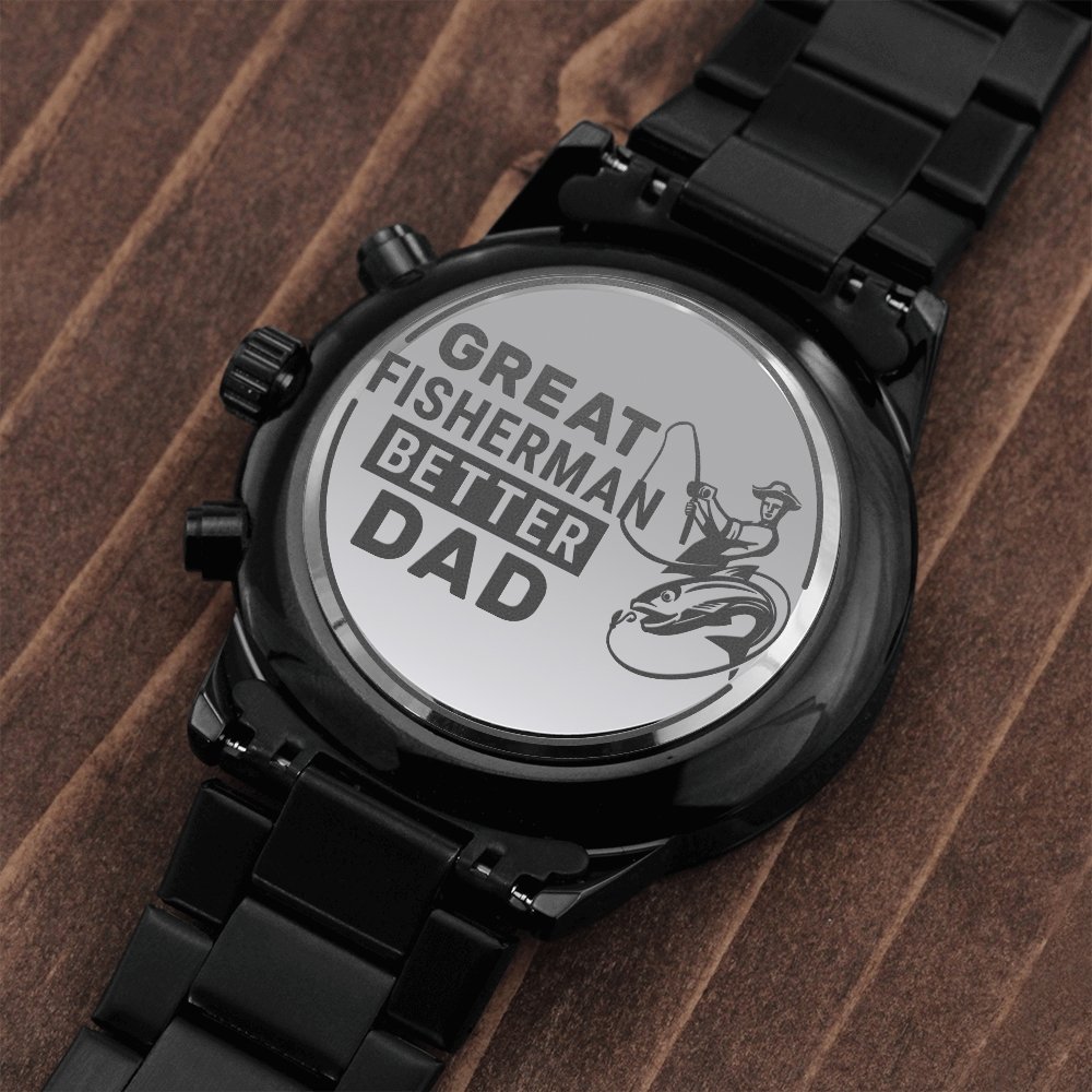 Great Fisherman Better Dad Engraved Stainless Steel WatchCustomly Gifts