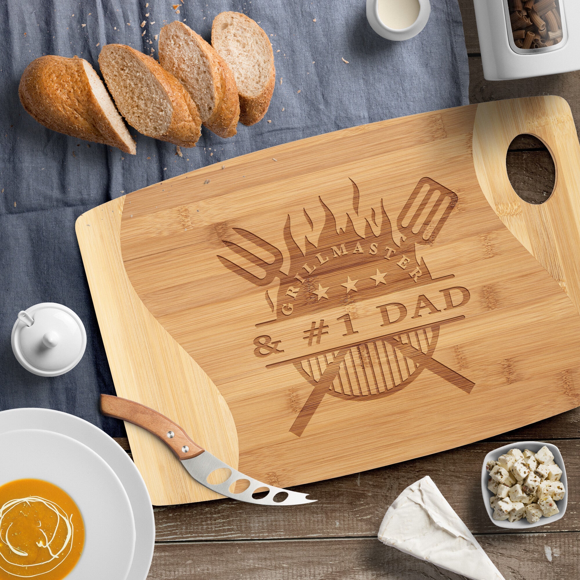 GRILLMASTER Personalized Bamboo Cutting BoardCustomly Gifts