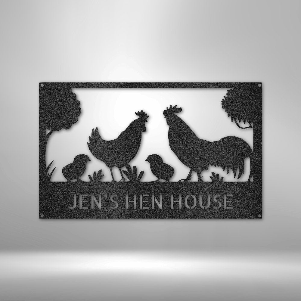 Hen House Personalized Name Text Steel SignCustomly Gifts