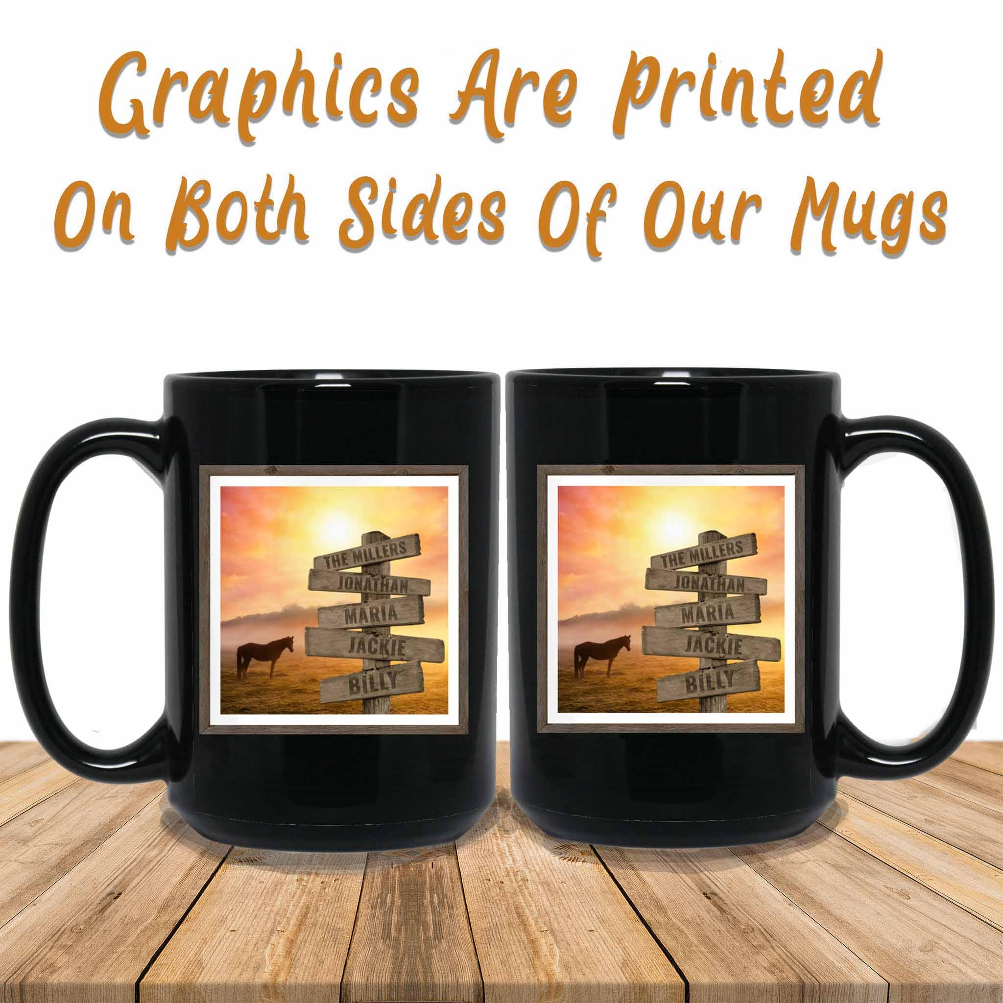 Horse Sunrise Field V2 Personalized Multi-Names Directional Sign MugCustomly Gifts