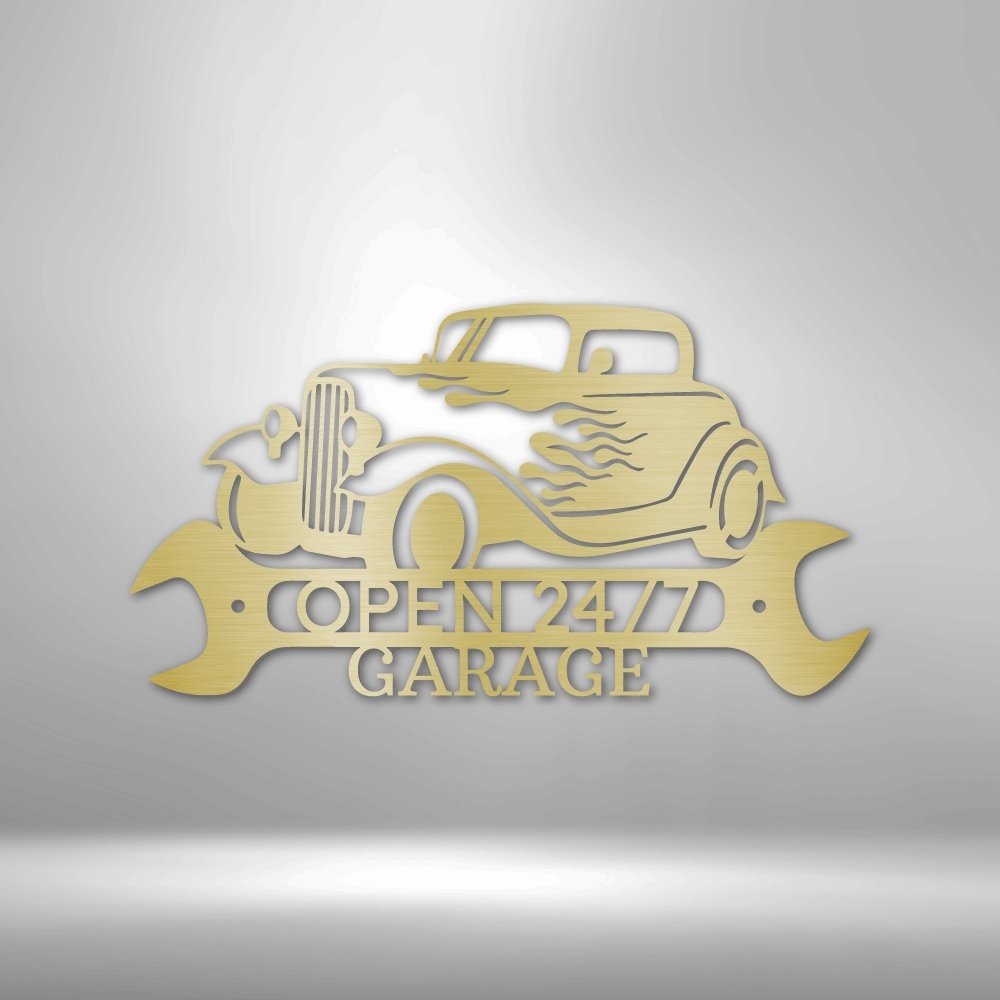 Hot Rod Shop Personalized Text Steel SignCustomly Gifts