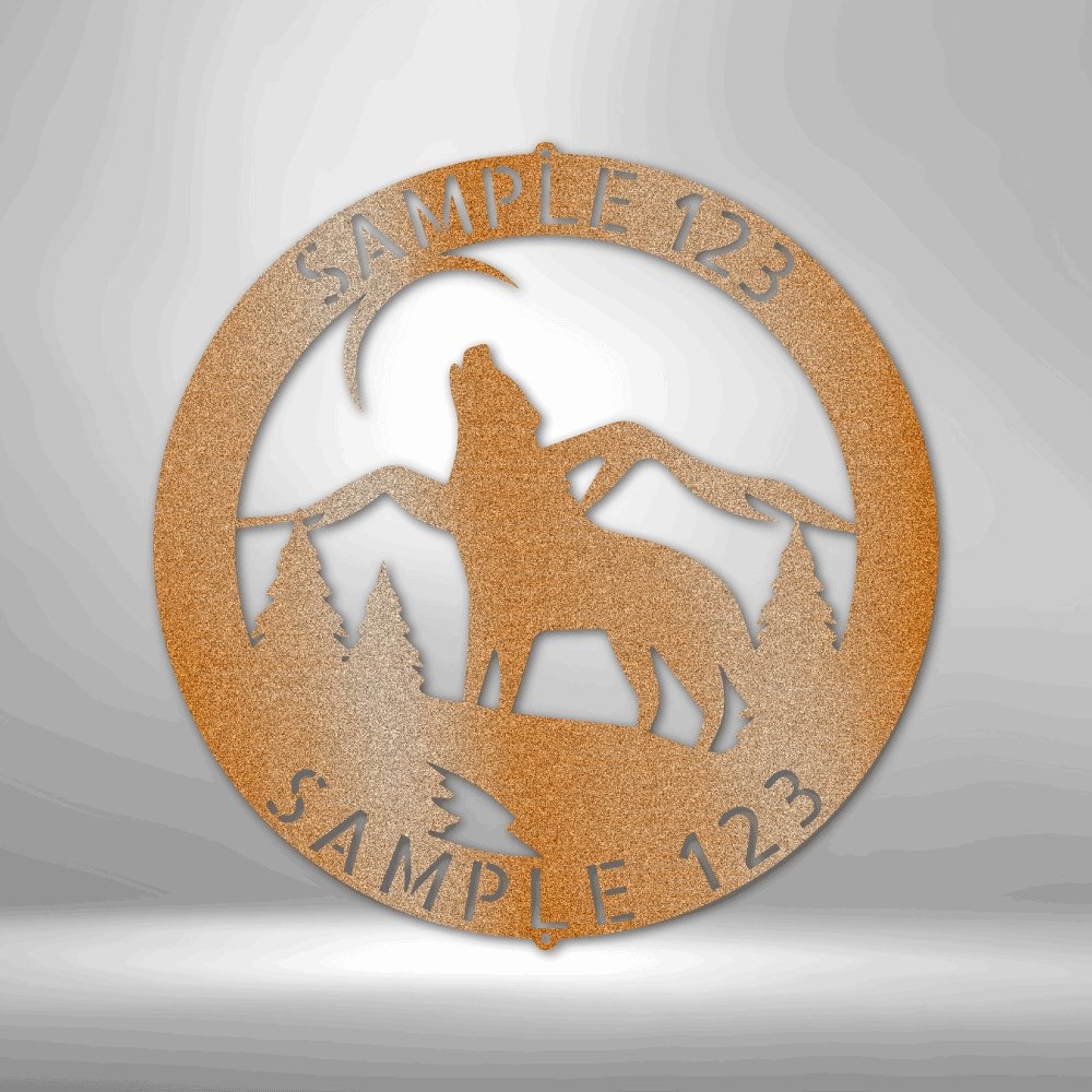 Howling Wolf Personalized Name Text Steel SignCustomly Gifts