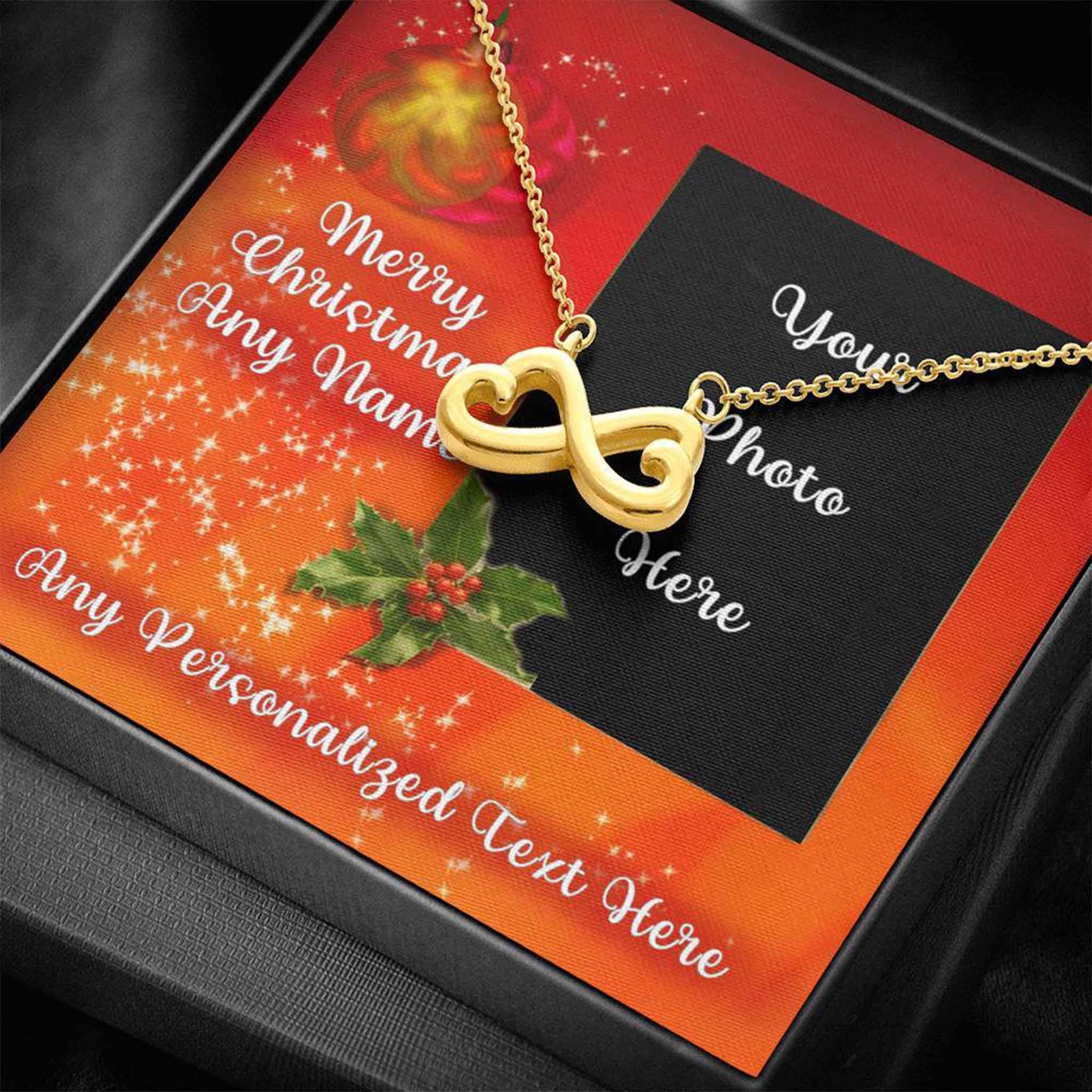 Infinity Hearts Necklace Christmas Photo v1 Personalized Insert CardCustomly Gifts