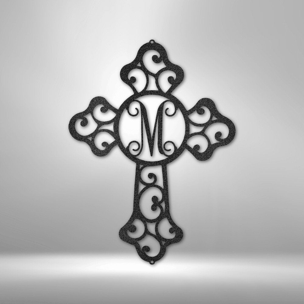 Initial Cross Personalized Monogram Steel SignCustomly Gifts