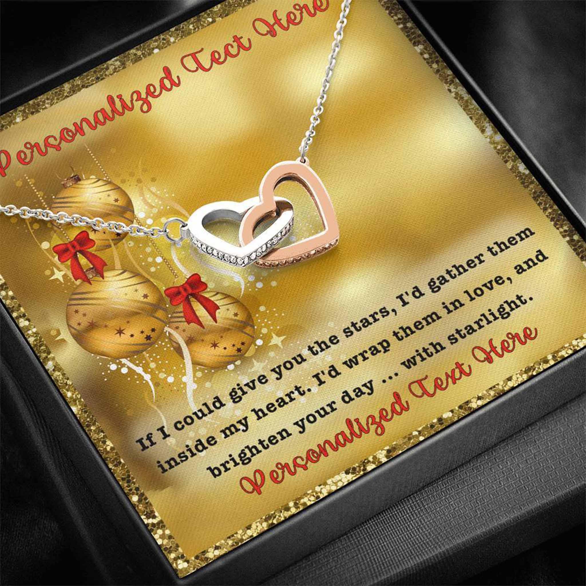 Interlocking Hearts Necklace Christmas Give You The Stars Personalized Insert CardCustomly Gifts