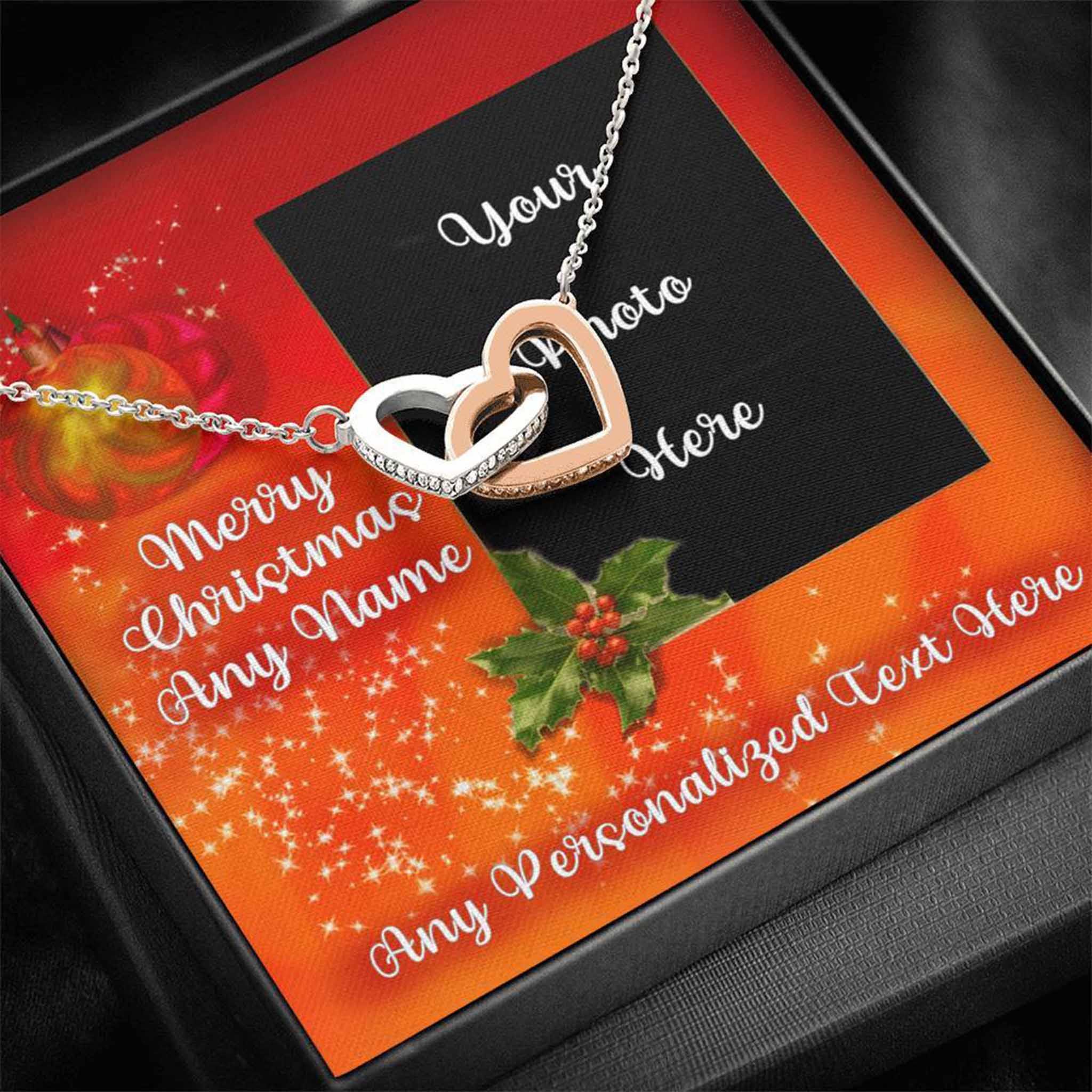 Interlocking Hearts Necklace Christmas Photo v1 Personalized Insert CardCustomly Gifts