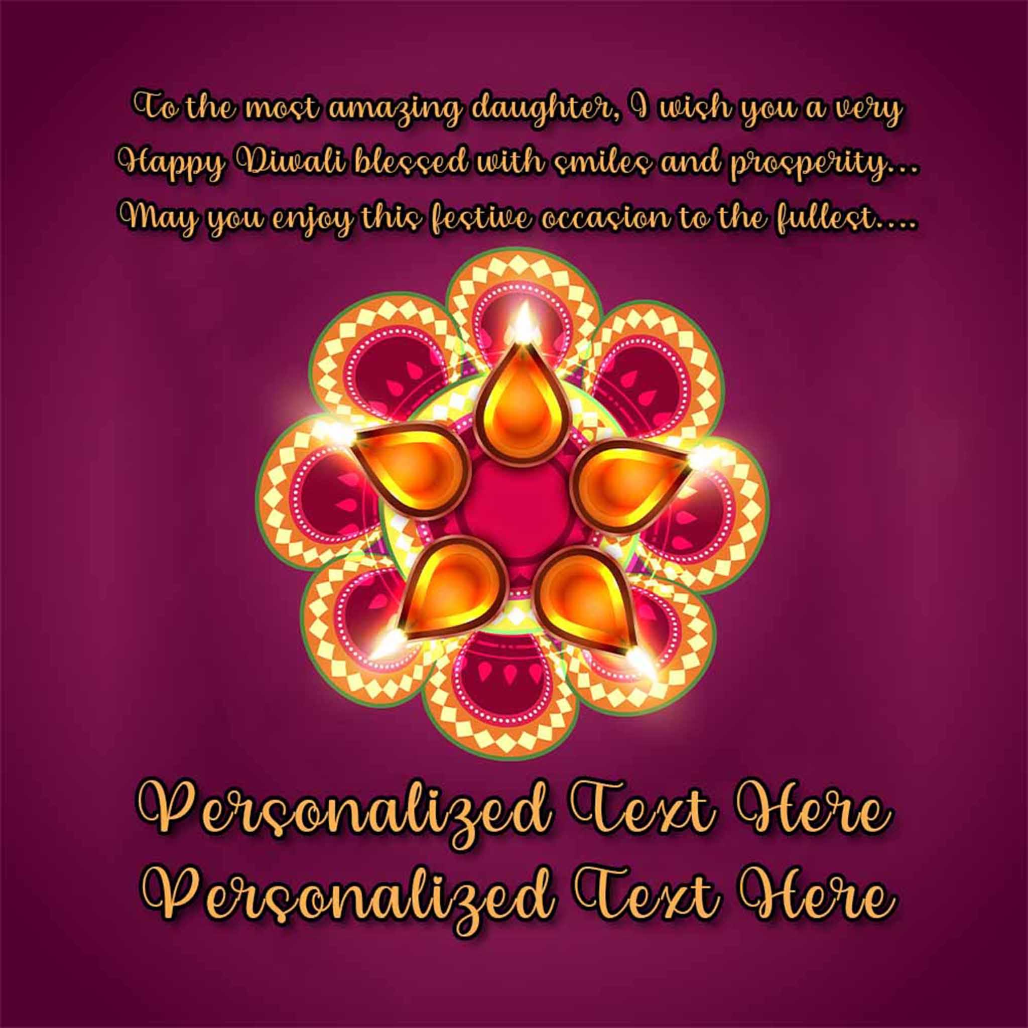 Interlocking Hearts Necklace Happy Diwali Daughter v2 Personalized Insert CardCustomly Gifts
