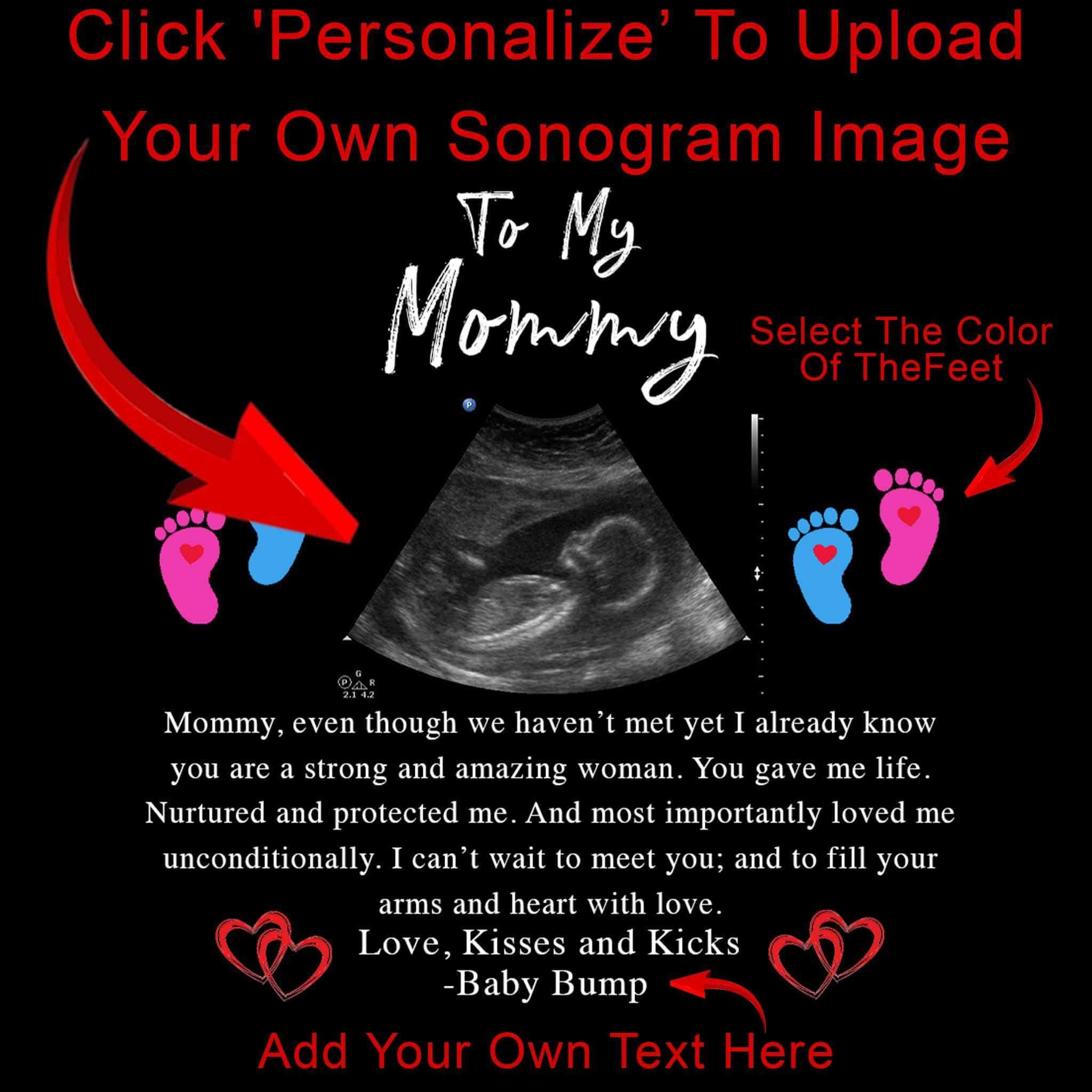 Interlocking Hearts Necklace To My Mommy v1 Personalized Sonogram Image Insert CardCustomly Gifts