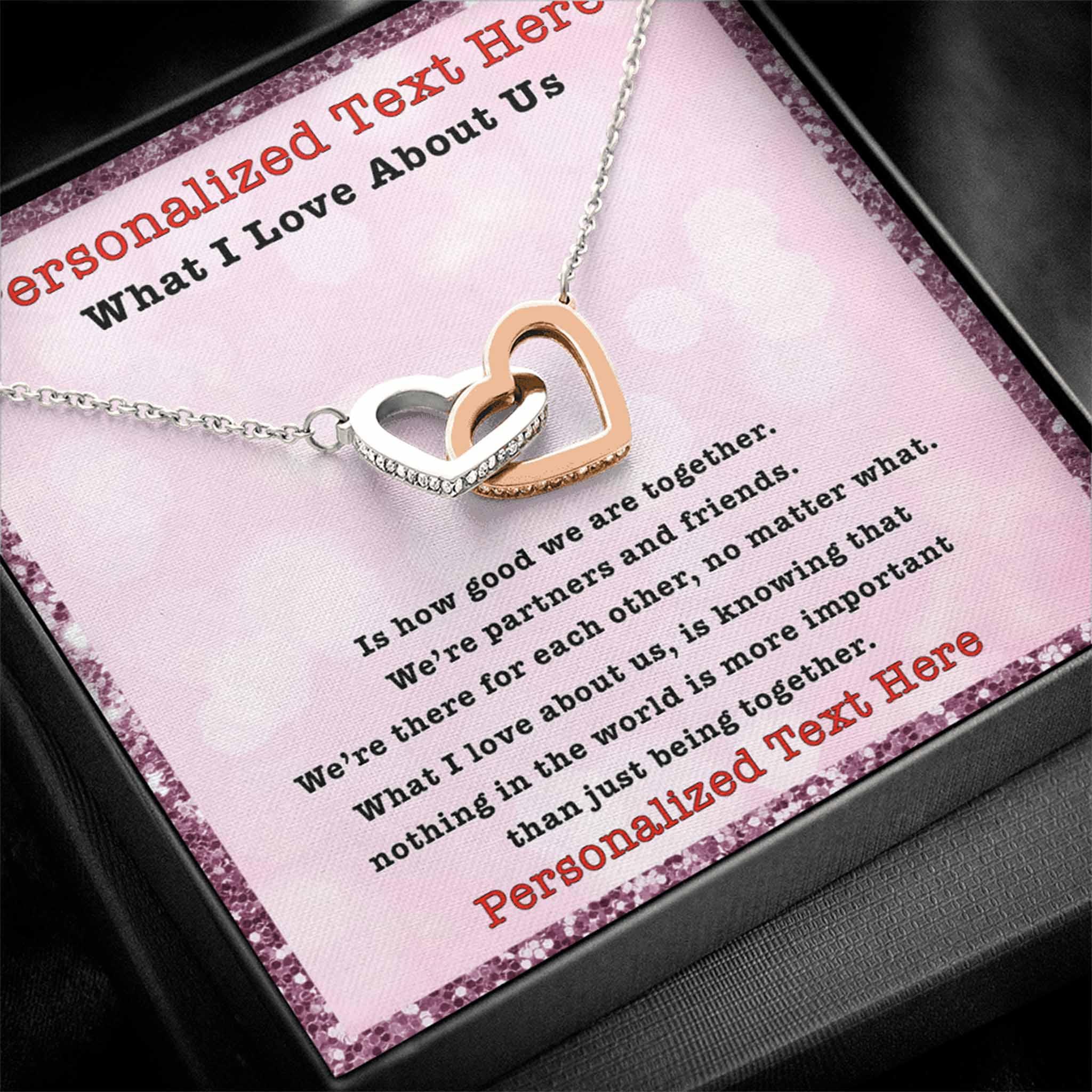 Interlocking Hearts Necklace What I Love About Us Personalized Insert CardCustomly Gifts